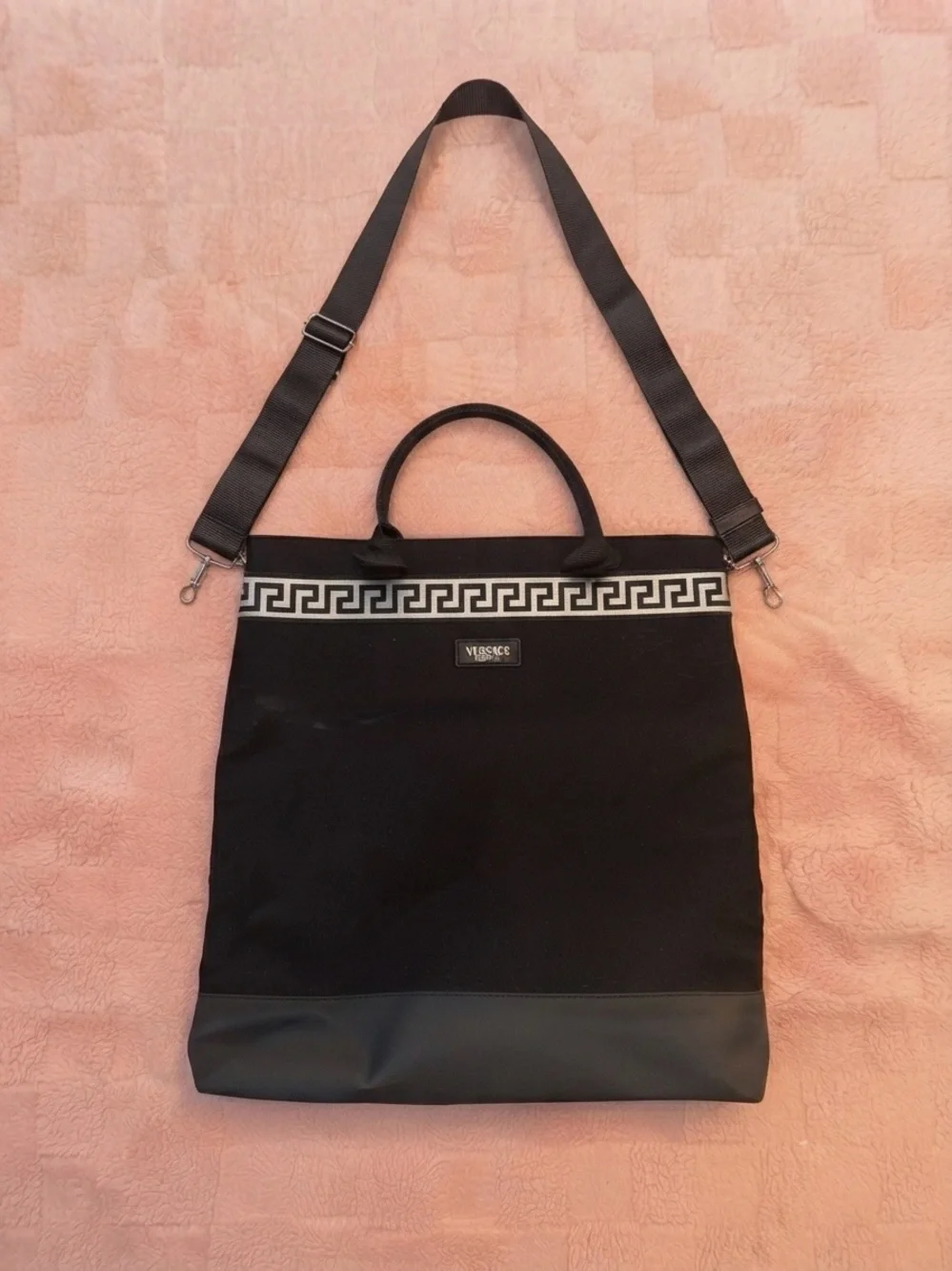 Versace Black Canvas Tote bag/ Messenger bag
